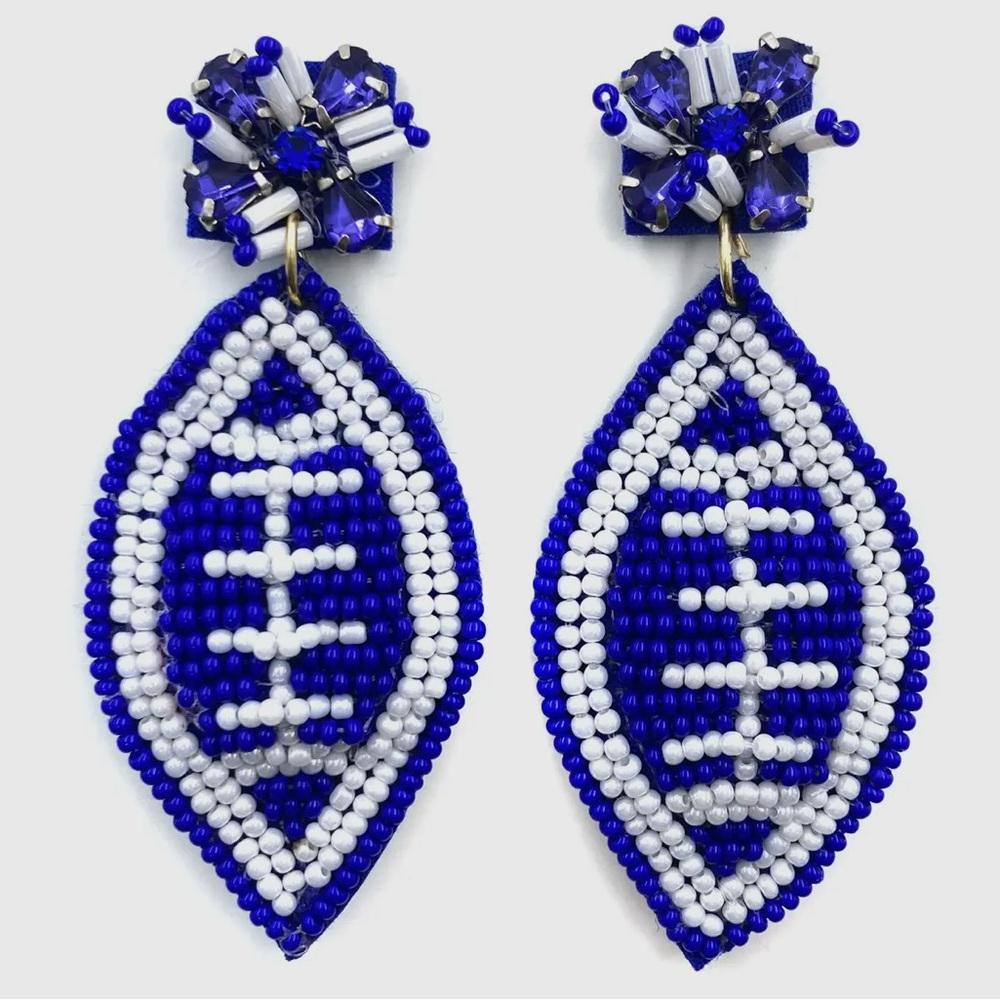 Football Seedbead Post Dangle Earrings